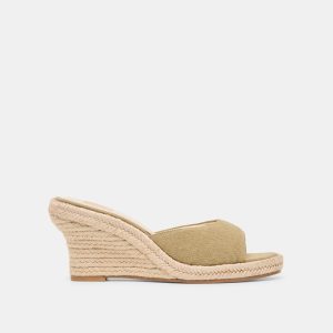 VAYA WEDGES KHAKI LINEN