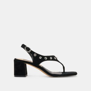 YVES STUD HEELS ONYX SUEDE