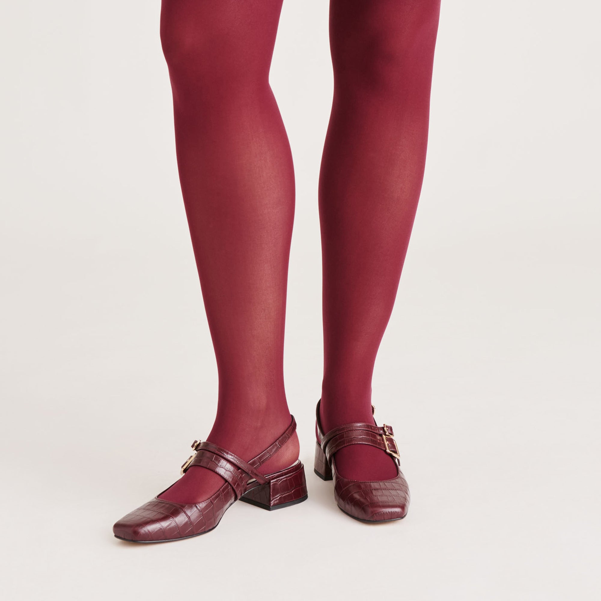 2 PACK SOLID TIGHTS CHERRY BLACK - Image 2