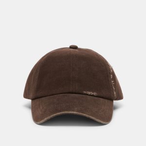 DISTRESSED BASEBALL CAP DARK BROWN