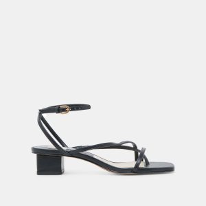 KARLOS WIDE SANDALS BLACK LEATHER