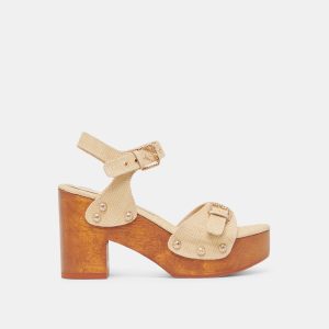 YANDY HEELS LT NATURAL RAFFIA