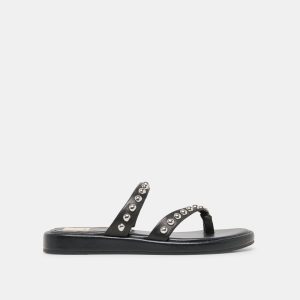 AMARY STUD SANDALS BLACK LEATHER