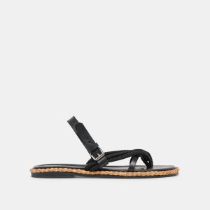 REED SANDALS BLACK LEATHER