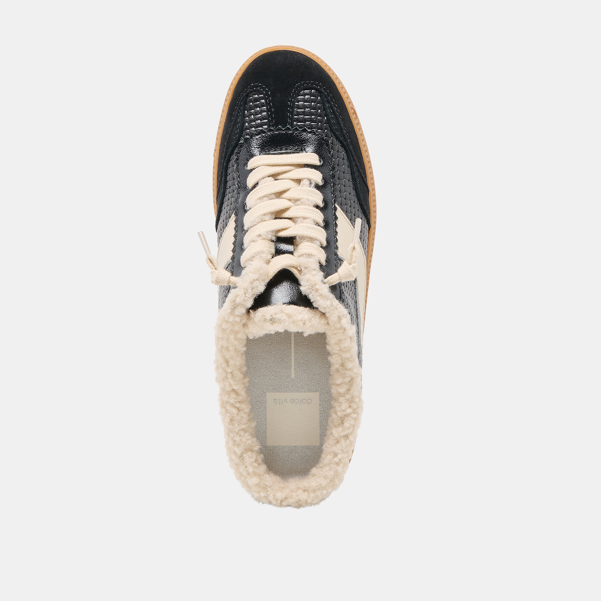 NOTICE SLIDE PLUSH SNEAKERS BLACK WOVEN LEATHER - Image 9
