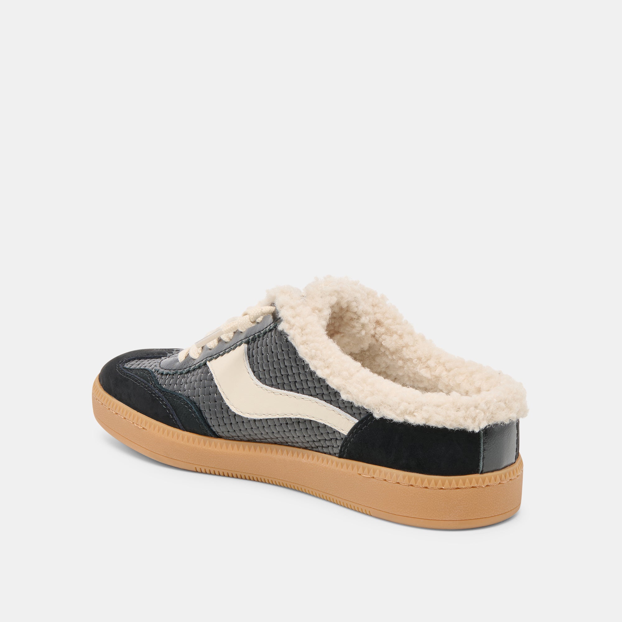 NOTICE SLIDE PLUSH SNEAKERS BLACK WOVEN LEATHER - Image 6