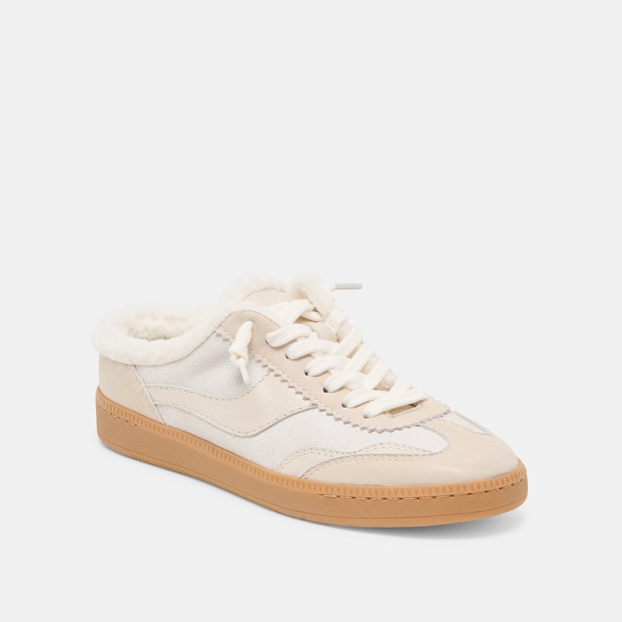 NOTICE SLIDE PLUSH SNEAKERS OFF WHITE CRACKLED LEATHER - Image 3