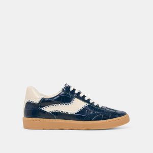 NOTICE STITCH SNEAKERS INK CROCO EMBOSSED LEATHER