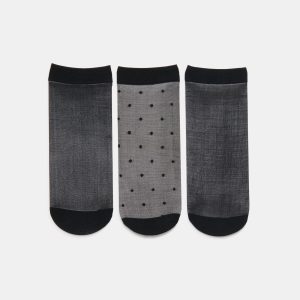 3 PACK DITSY DOT SHEER ANKLET SOCKS BLACK