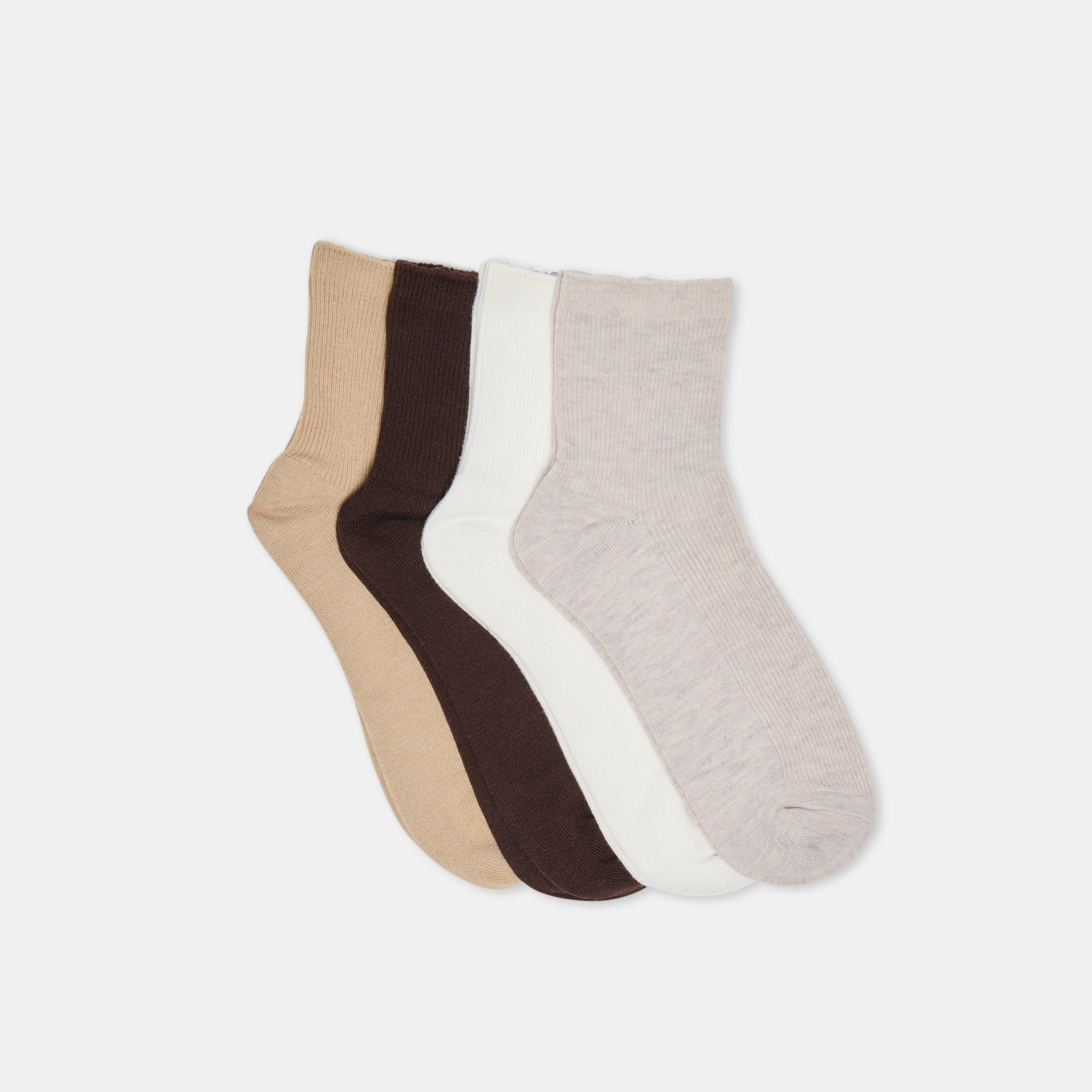4 PACK RIBBED ANKLET SOCKS OATMEAL MULTI