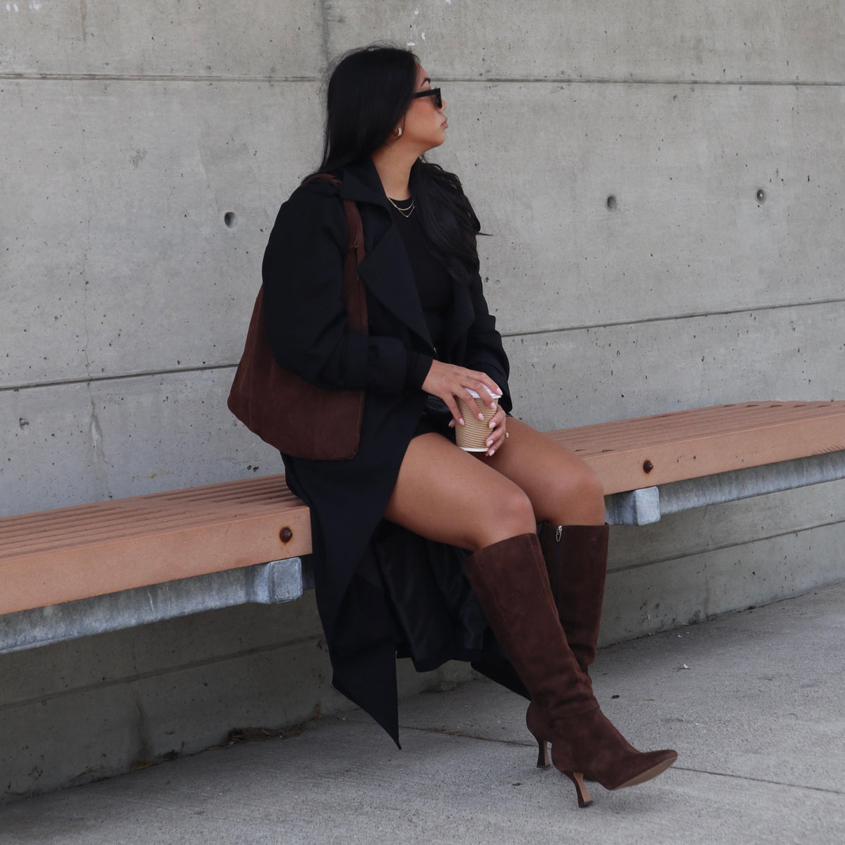 GYRA WIDE CALF BOOTS DK BROWN SUEDE - Image 4