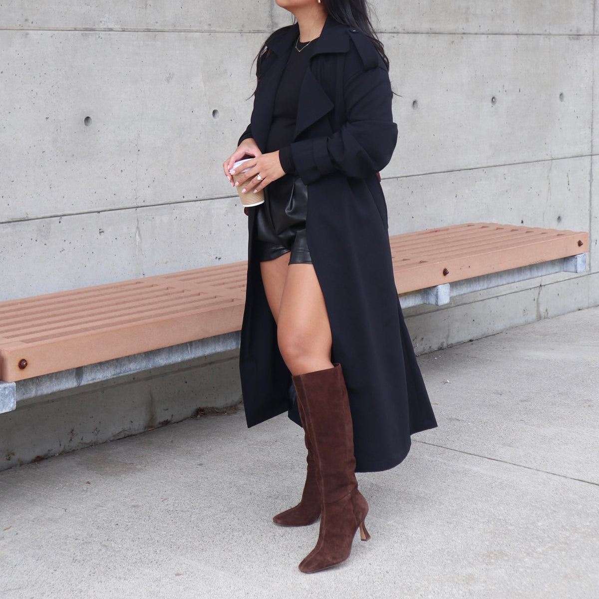 GYRA WIDE CALF BOOTS DK BROWN SUEDE - Image 2