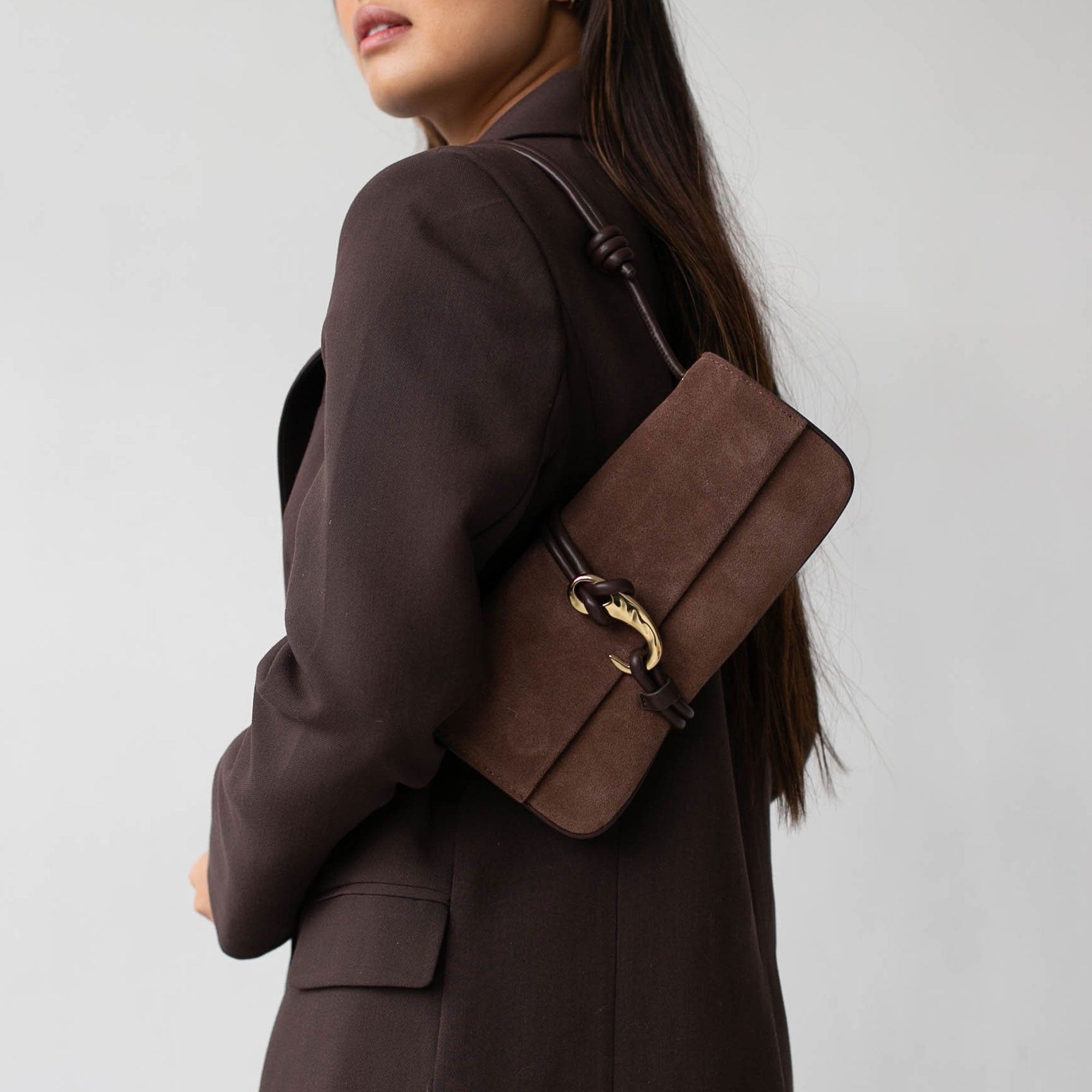 ALICE SHOULDER BAG CHOCOLATE SUEDE - Image 4